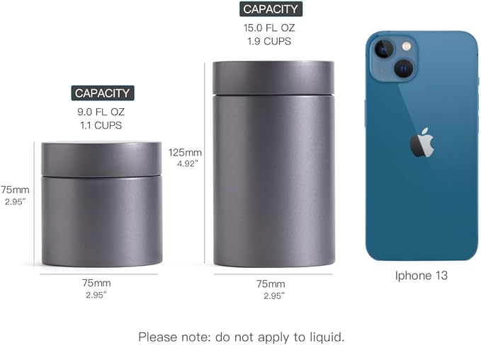 3 Packs Tea Tin Canister for Loose Tea Metal Tea Canister 9 oz 15 oz Round Tin Can for Coffee Beans Tea Container for Kitchen Storage Sugar Matcha Spice Powder (Grey, S_2.95x2.95)