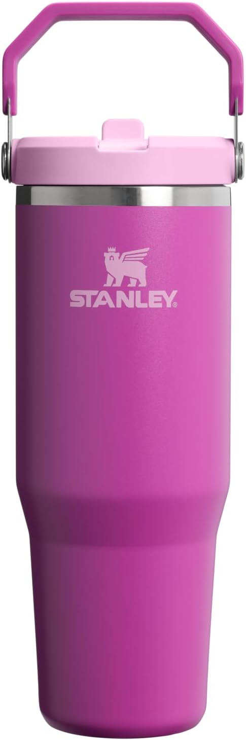 STANLEY IceFlow 2.0 Flip Straw Tumbler with Handle 30 oz | Twist On Lid and Flip Up Straw | Leakproof Water Bottle | Insulated Stainless Steel | BPA-Free | Dark Blossom