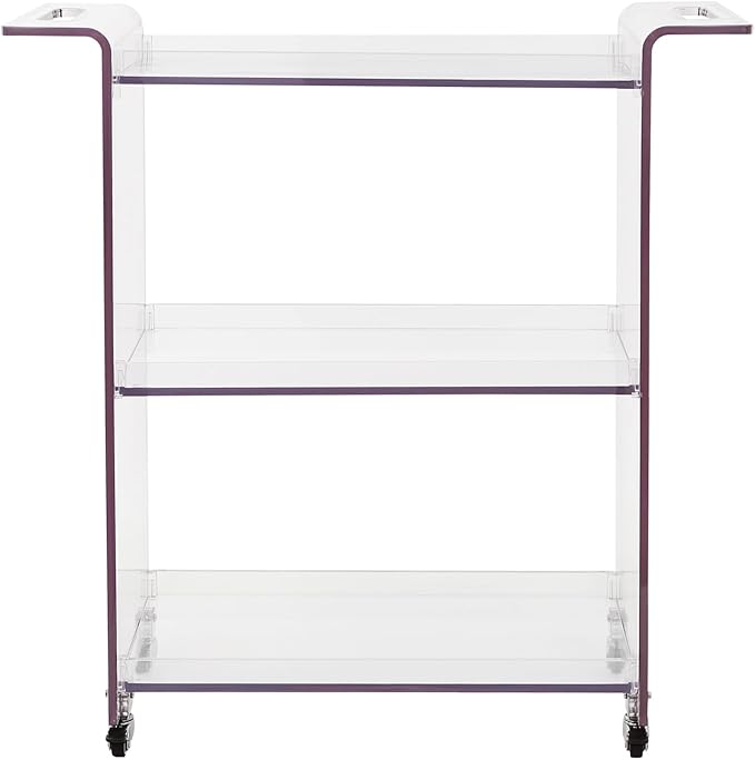 Rolling Serving Cart 3-Tier Small Bar Cart with Lockable Casters Storage Rolling Trolley 66lbs Capacity Mobile Kitchen Trolley for Home, Kitchen, Cafe (28 * 11.8 * 28.7in, Clear)