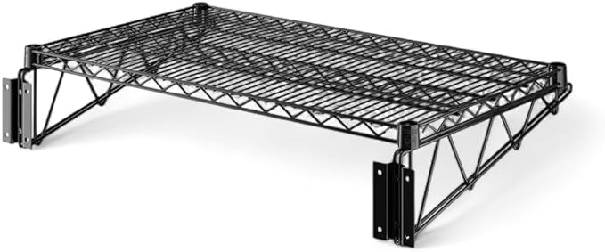 24" x 36" Black Wall-Mounted Wire Shelf with Epoxy Coating, Heavy-Duty Steel Storage Rack, NSF Certified, Easy Installation, Open Wire Design for Kitchen, Garage, or Utility Storage