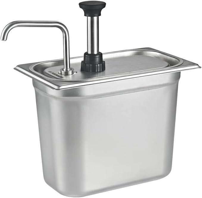 VITASUNHOW Sauce Pump Dispenser Stainless Steel Dispenser - Large Capacity Condiment Pump Dispenser Quantitative Pressure Head for Variety of Sauces (1055S)