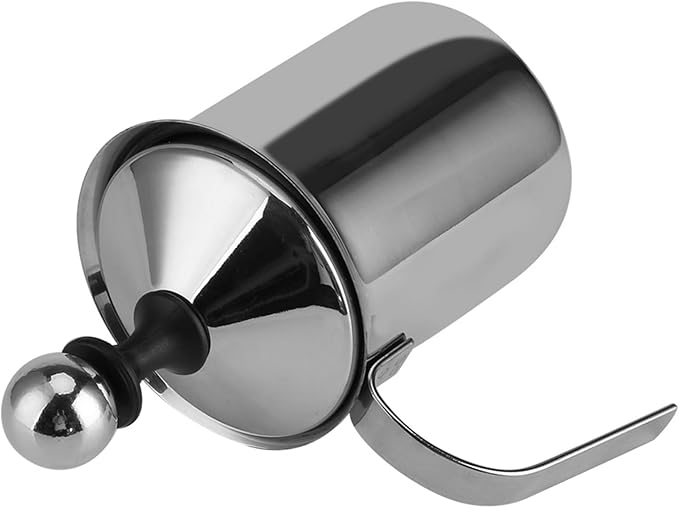 Handheld Milk Frother Pitcher, Manual Milk Fr Stainless Sel Stainless Steel Manual Foamer, Milk Fr Manual For Milk Coffee Milk Creamer Frother Cappuccino Coffee Foam Pitcher With Handle And Lid For