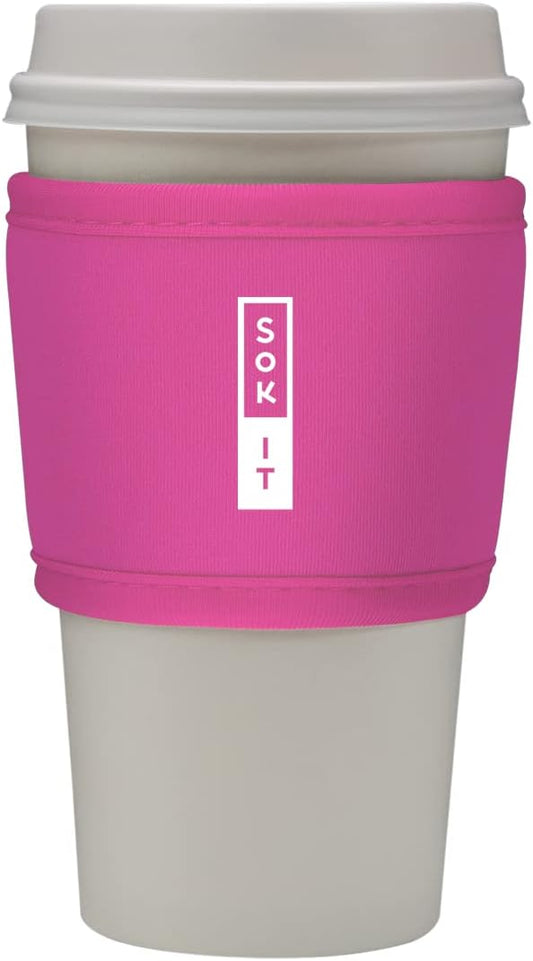 Sok It HotSok Coffee & Tea Reusable Insulated Neoprene Cup Sleeve (Bright Pink)