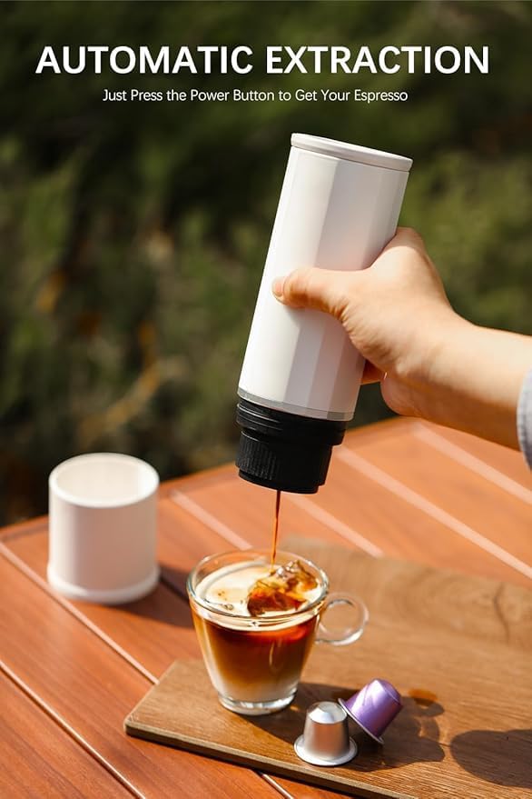 CUFEJORO portable coffee maker15 Bar Mini Coffee Maker USB-C & Car Charger, Lightweight Espresso Maker (White)