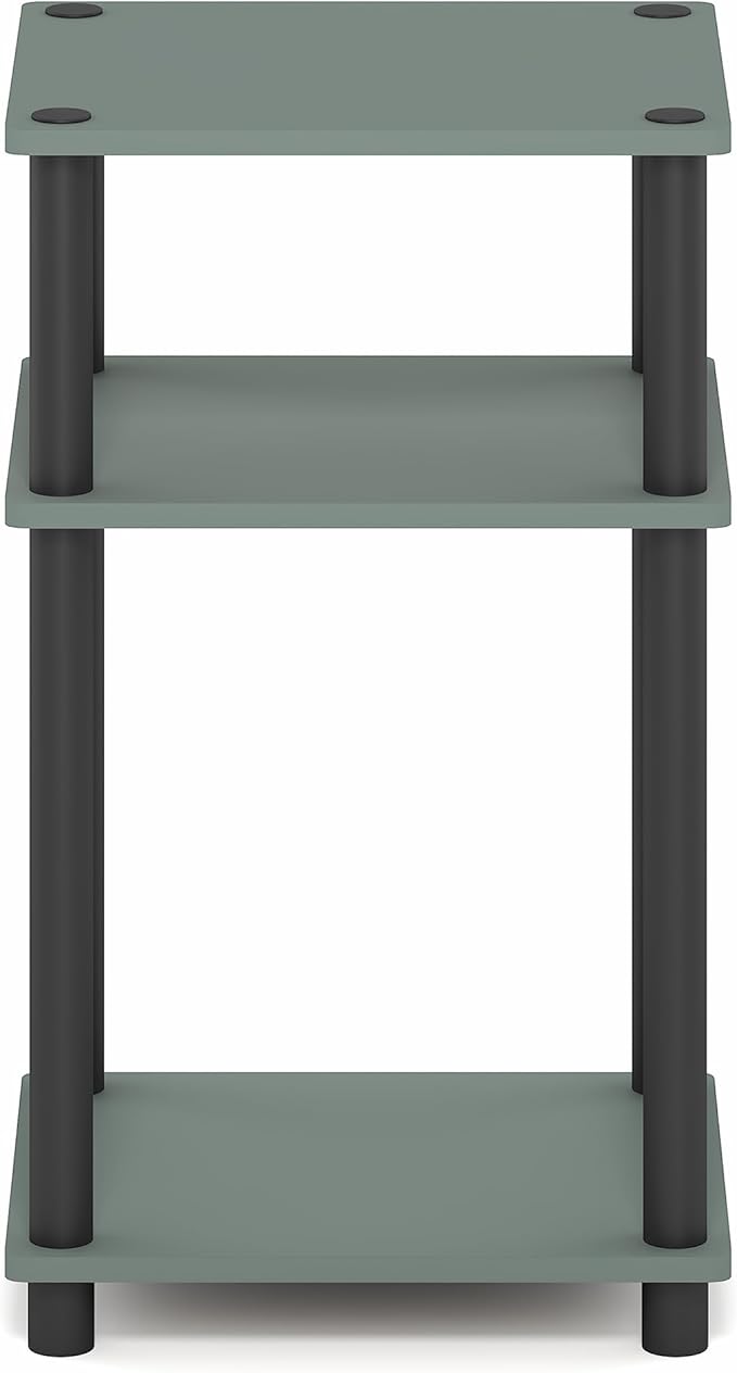 Furinno JUST Side Table, 3-Tier End Table, Open Shelves Night Stand, Bedside Table, Toolless Assembly, for Living Room, Bedroom, Bathroom, Sage Green