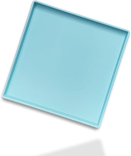 Small Square Serving Tray (9 inch), Durable Blue Tray for Desserts & Organization, Lightweight for Coffee, Drinks, Party, Seasoning, Perfume and Display.