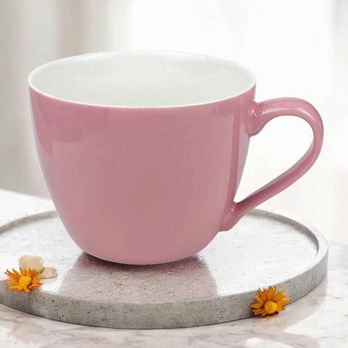 MECOWON 30 OZ Porcelain Coffee Mugs, Set of 2 Large Mugs for Soup, Cereal and Salad (pink)