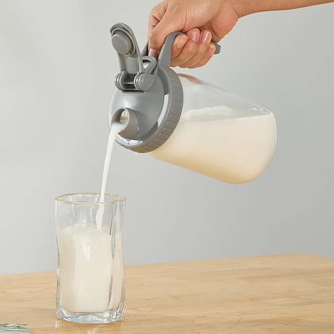 Karafu 30 Oz Milk Pitcher - Glass Mason Jar with Pour Spout Handle Leak Proof, Airtight Jug for Milk, Iced Tea, Sun Tea, Cold Brew Coffee, Juice - Heavy Duty Wide Mouth Storage Container