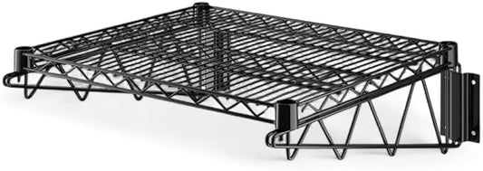 24" x 24" Black Wall-Mounted Wire Shelf with Epoxy Coating, Heavy-Duty Steel Storage Rack, NSF Certified, Easy Installation, Open Wire Design for Kitchen, Garage, or Utility Storage