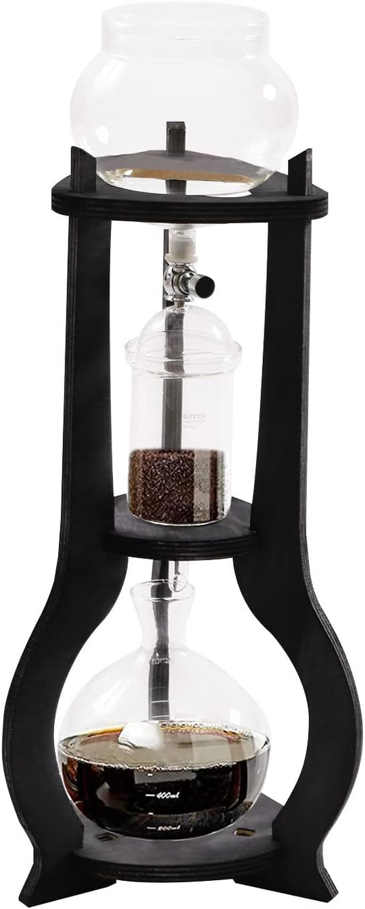 Iced Coffee Cold Brew Drip Tower 600ML/20.29OZ Capacity Sharing Pot Cold Brew Coffees Maker 6 to 8 Cups, Ice Machine for Home Coffee Shops Offices(Grey)