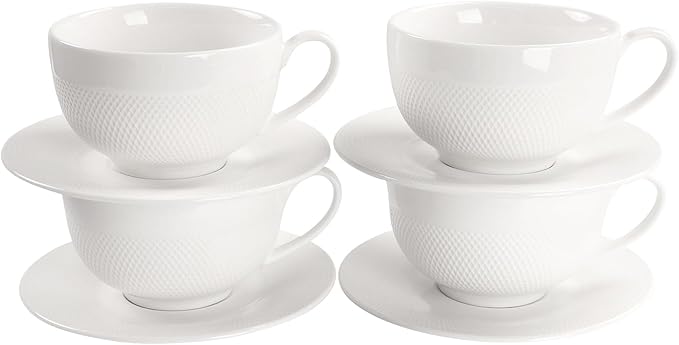 Coffee Mugs Set,Ceramic Tea Cup with saucer, Espresso Cups 8-piece, Stackable Cups, for Latte,Hot Tea,Cappuccino, Mocha, Cocoa, dishwasher, oven, microwave safe, Best gift, 12 Oz(350ML)