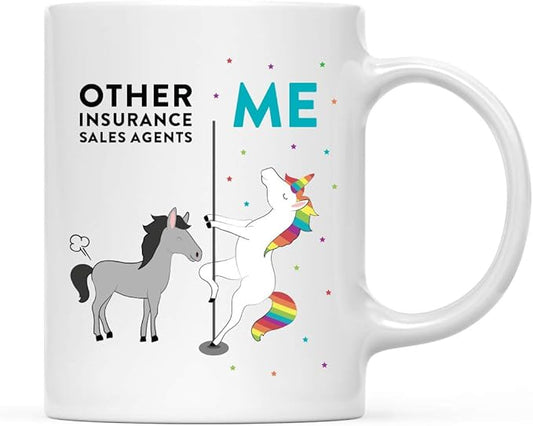 Andaz Press Funny Quirky 11oz. Ceramic Coffee Tea Mug - Thank You Gift for Insurance Sales Agents, Horse Unicorn Lovers