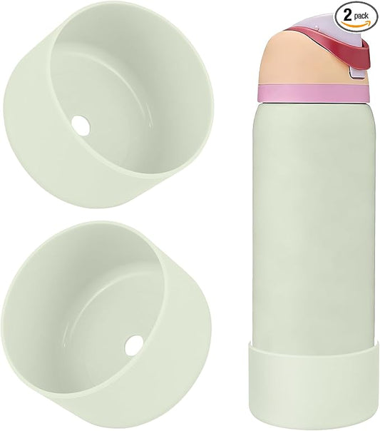 2PCS Silicone Water Bottle Boot, Compatible with Owala 24oz 32oz 40oz, Protective Anti-Scratch & Anti-Dent No Noise Sleeve Cover for FreeSip/Twist/Flip Water Bottles (Coastal Mist, 32oz)