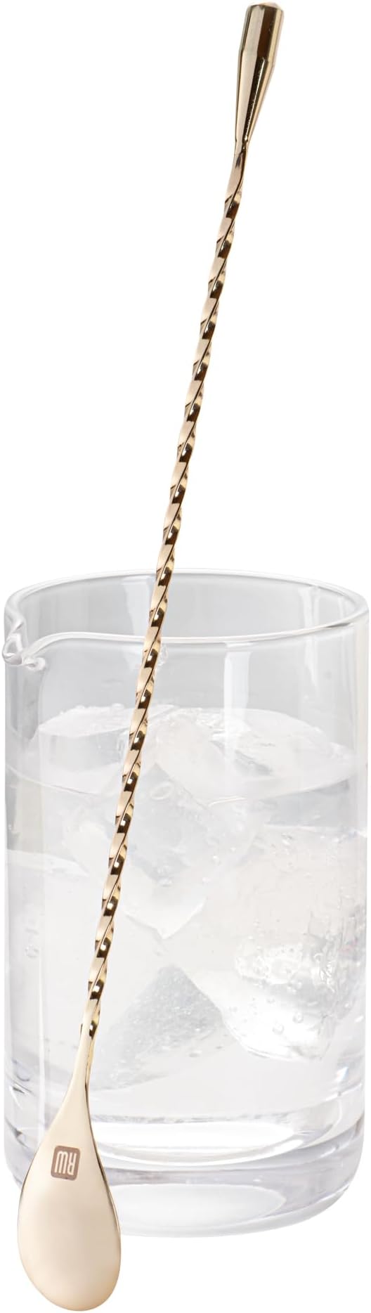 Restaurantware Bar Lux 12 Inch Bar Spoon 1 Corkscrew Handle Cocktail Stirrer Spoon - Long Commercial Gold-Plated Stainless Steel Cocktail Mixing Spoon For Stirring And Mixing