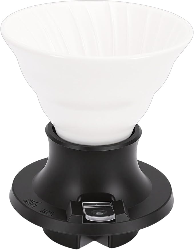 Premium Ceramic Pour Over Coffee Dripper - Heat Immersion Cone Brewer with Filter Holder for Home, Office & Travel Use, Ideal Coffee Maker for Daily Brewing (White Black)
