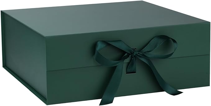 OEMVALATY Green Gift Box,16x16x6 Inches Gift Boxes with Lids for Presents with Magnetic Closure and Ribbon for Wedding,Storage,Birthday