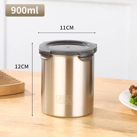Stainless Steel Vacuum Seal Coffee Canister With Clear Lid, Airtight Food Storage Container With Locking Clamp for Coffee Beans, Tea, Cereal, Nuts (304 Steel With Clear Lid, 30 fl oz / 900ml)