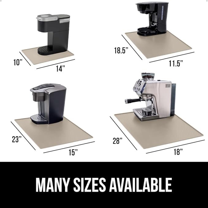 GORILLA GRIP Silicone Coffee Mat, 18x28, Espresso Machine Bar Accessories, Keep Kitchen Counters Clean, Stays in Place, Waterproof and Heat Resistant Dish Drying Mats, Home Decor Essentials, Almond