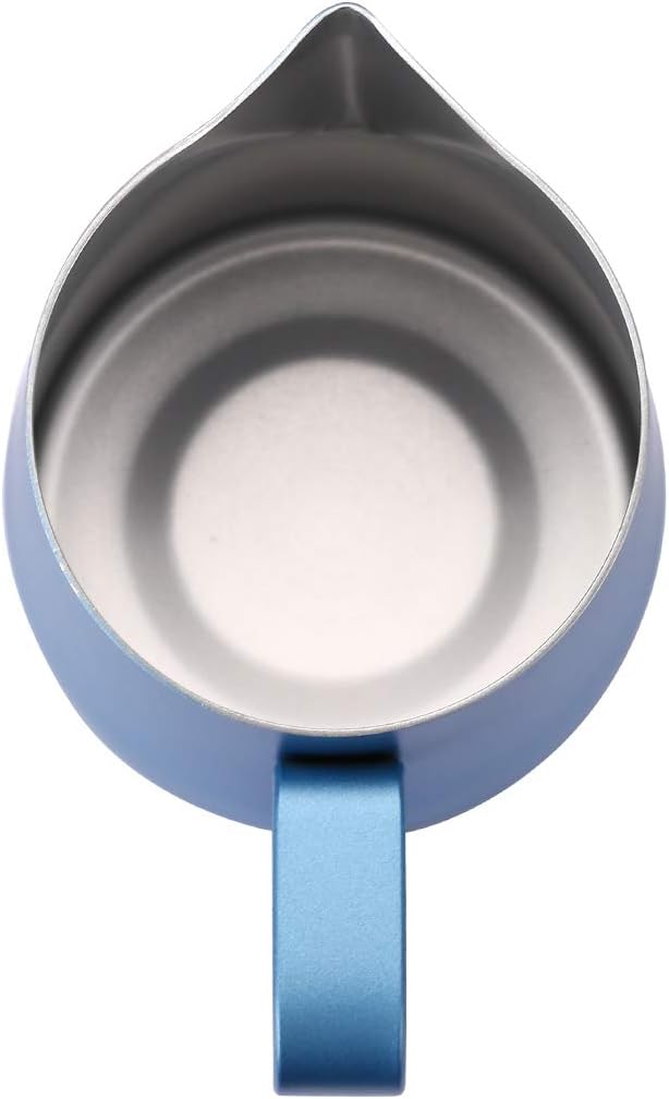 Espresso Steaming Pitcher, Espresso Milk Frothing Pitcher Stainless Steel, Coffee Latte Art Cup 14.2 OZ (420ml) Blue