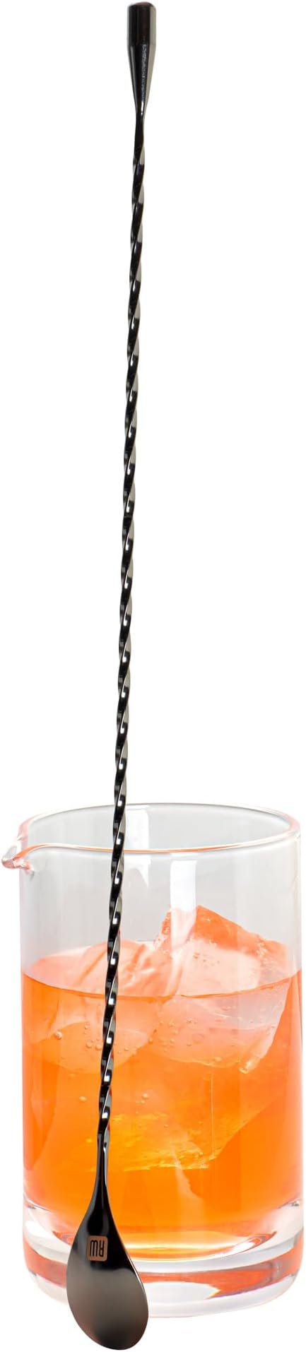 Restaurantware Bar Lux 16 Inch Bar Spoon 1 Corkscrew Handle Cocktail Stirrer Spoon - Long Commercial Black Plated Stainless Steel Cocktail Mixing Spoon For Stirring And Mixing