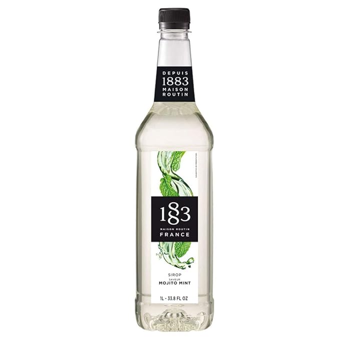 1883 Mojito Mint Syrup for Drinks, Made in France, 1 Liter Plastic Bottle