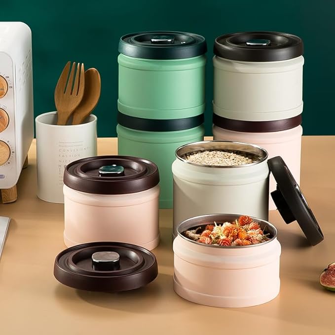 Coffee Canister, Vacuum Sealed Airtight Stainless Steel Kitchen Food Storage Container for Coffee Beans, Nuts,Tea, Cereal, Sugar