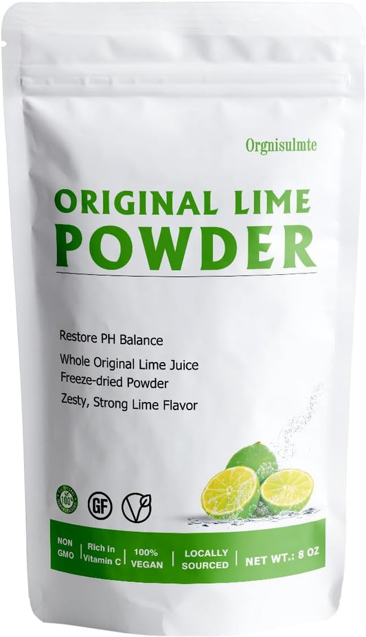 Lime Juice Powder, 8 Oz, Fresh Lime Juice Freeze Dried Powder Filler Free, Rich in Natural Vitamin C, Great Flavor for Soda, Baking and Cooking 227g