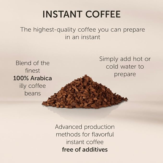 illy Instant Coffee- 100% Arabica Coffee – Classico Medium Roast - Notes Of Caramel, Orange Blossom & Jasmine - Easy Preparation - Convenient Coffee Instant Format - Roasted In Italy – 3.3 Ounce
