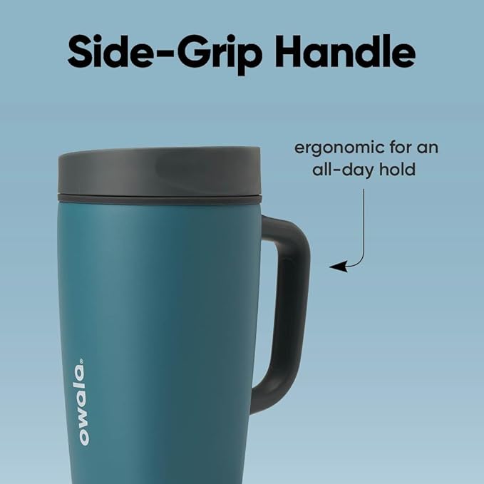 Owala SmoothSip Slider Stainless Steel Insulated Travel Mug with handle, 100% Leak Proof, For Hot and Cold Drinks, Travel Friendly with Sliding Lock Lid, 12oz, BPA Free, Leak Proof, High Dive