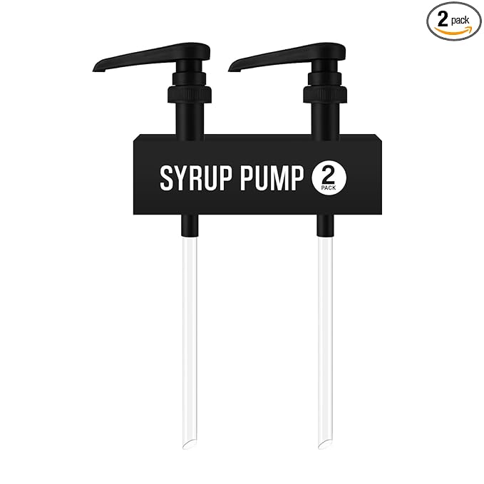 2-Pack Black Plastic Bottle Syrup Pumps – Fits 750ml / 25.4 oz Bottles – Compatible with Torani & More – IMPORTANT: Will Not Fit Glass Bottles – Coffee Syrup Dispenser