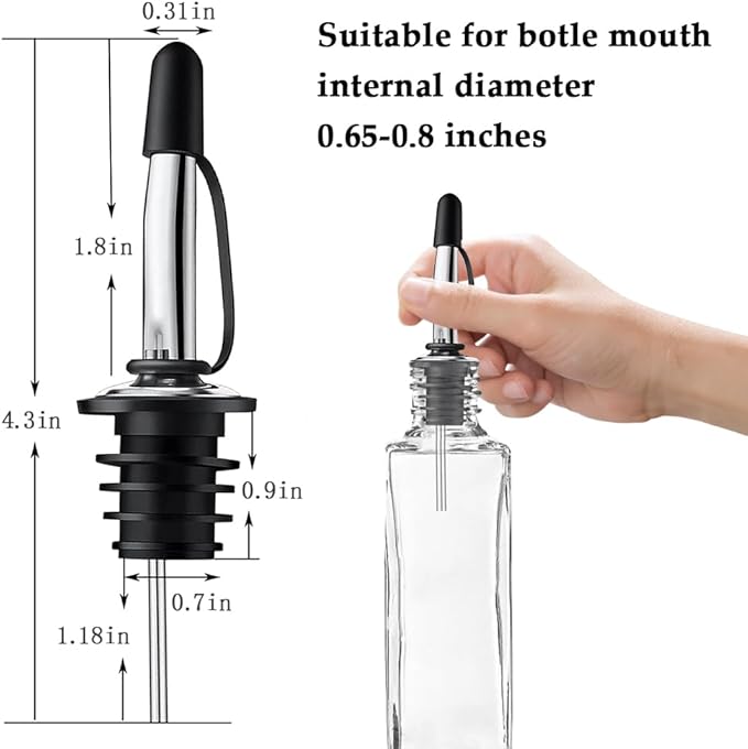 24 Pack Leak-Proof Dust Cap Wine Pourers,Stainless Steel Bottle Pourers for Alcohol, Olive Oil & Syrups- Fast, Controlled Pouring,Bar & Home Kitchen Accessories