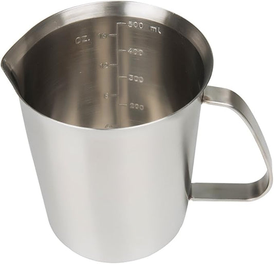 Stainless Steel Measuring Cup (16 Ounce/ 0.5 Liter- 2 Cup), Milk Frothing Pitcher, Steaming Pitcher, Milk Frothing Cup Jug with Marking with Handle for Espresso Machines, Latte Art