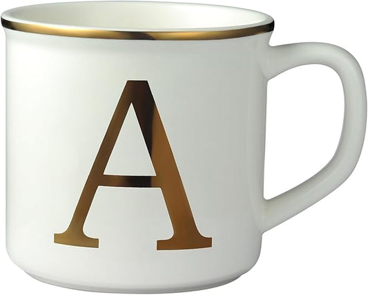 Miicol Ceramic Coffee Mug 16 oz, Monogram Coffee Cup, Golden Initial Tea Mug, Personalized Tea Cup, Unique Gift, Large Mug for Home, Office, Letter A