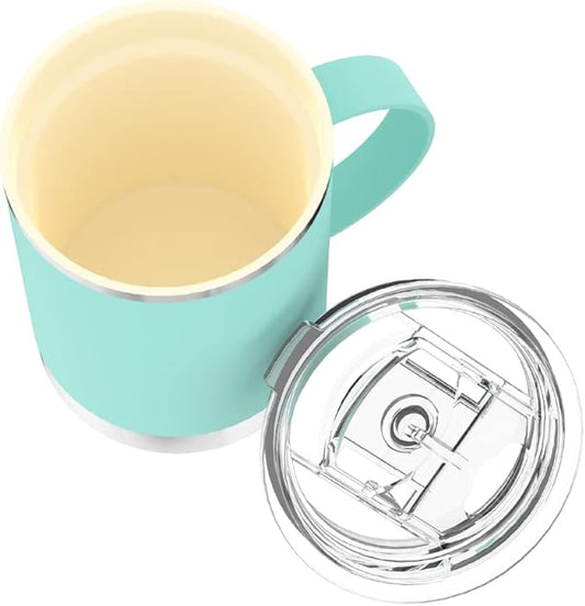 asobu Ultimate Stainless Steel Ceramic Inner Coating Coffee Mug with Double Walled Copper Lining Insulation,12 Ounces - Valentin's Day Gift (Mint Green)