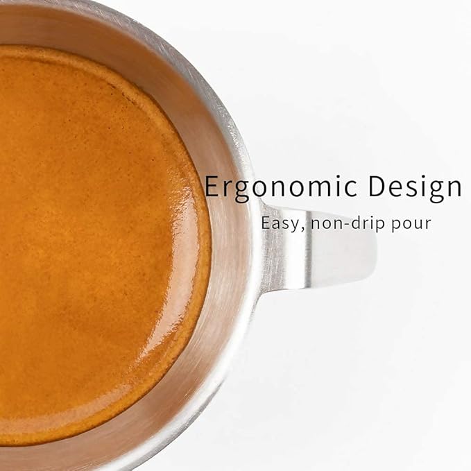 2oz Espresso Shot Cup, watchget Espresso Measuring Cup with Handle and Insdie Mark Stainless Steel Measuring Shot Cup for Barista Cafe Home Professional Espresso Coffee Accessories