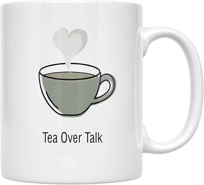 Tea Over Talk - Introvert Tea Lover - 11 oz White Ceramic Coffee Mug - Minimalist Aesthetic