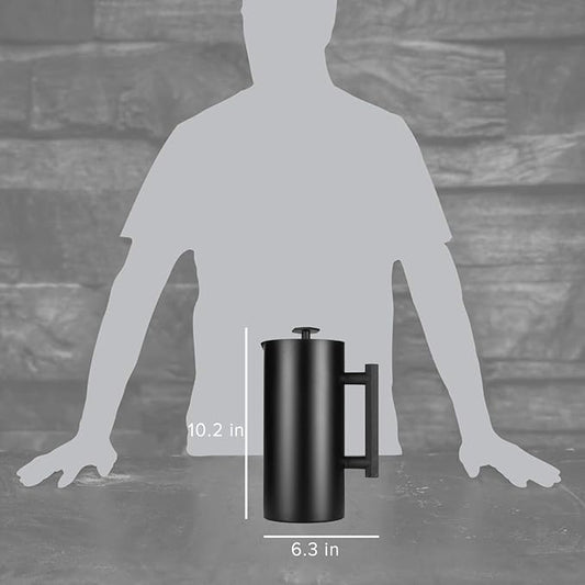 ESPRO P6 32 Ounces French Press Coffee Maker, Double Walled Stainless Steel Insulated, Matte Black