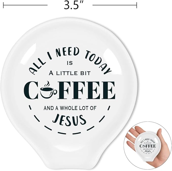 Funny Coffee Quote Ceramic Coffee Spoon Holder-Coffee Spoon Rest -Coffee Station Decor Coffee Bar Accessories-Coffee Lovers Gift for Women and Men (All I Need Today A Little Bit Coffee)