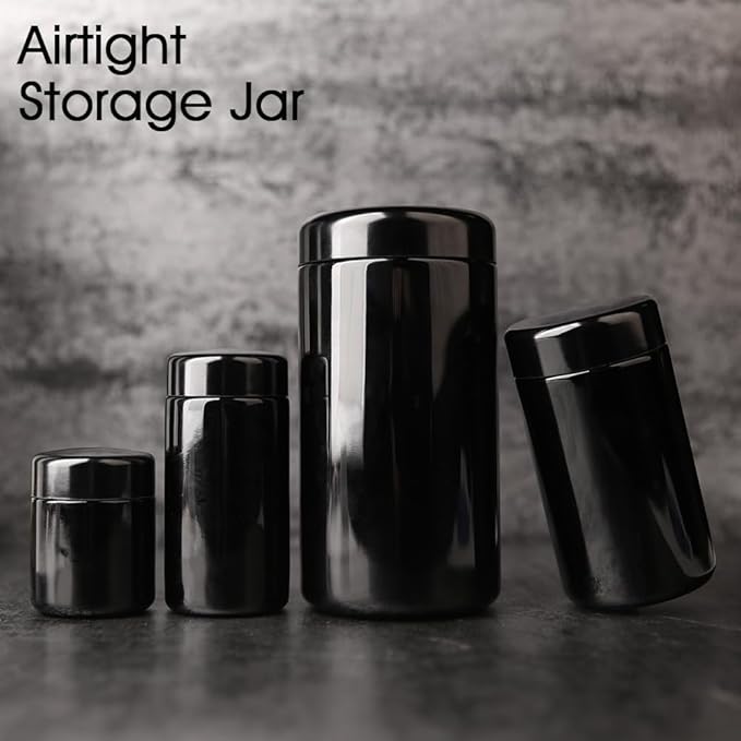 500g Black Ultraviolet Glass Jar with Lid,500 ml Airtight Smell Proof Container,Refillable Containers Jar,Ideal for Long term storage Oil,Coffee,Spices (D capacity: 500ml-1PCS)