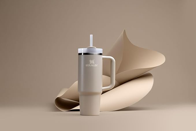 STANLEY Quencher H2.0 Tumbler with Handle and Straw 30 Fluid Ounces| Flowstate 3-Position Lid | Cup Holder Compatible for Travel | Insulated Stainless Steel Cup | BPA-Free | Exclusive Toasted Almond