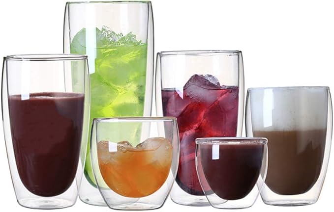 Glass Coffee Mugs, Double Wall Insulated Thermal Cups Drinking Glasses For Tea/Coffee/Latte/Cappucino/Cafe/Milk (650ML/22oz)