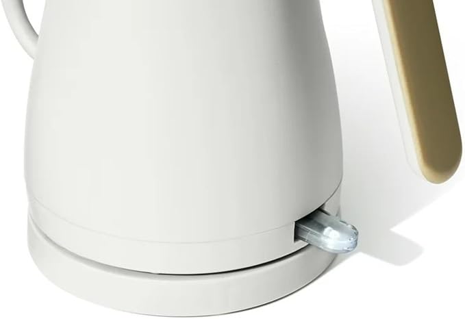 Electric Gooseneck Kettle 1 Liter 1200W, Stainless Steel, Pour Over Coffee Tea, Auto Shut-Off, 360° Cordless Power Base (White Icing)