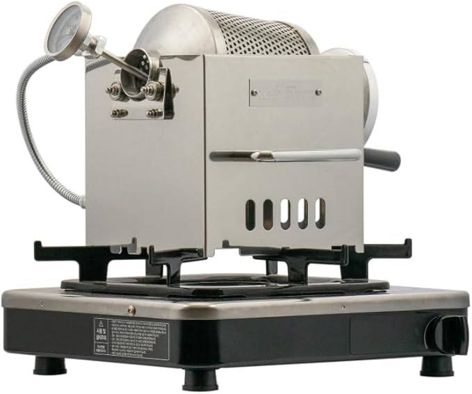 KALDI Mini Home Coffee Gas Roaster - 200g Capacity, Choice of Manual Handle or Motor Drive, Hopper/Sampler as option, Gas Burner Required (Manual Handle, Full-Set)