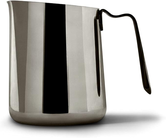 Fellow Eddy Steaming Pitcher - Milk Frother Pitcher with Fluted Spout, Premium Barista Tools for Precision Latte Art, 18/8 Stainless Steel, Graphite, 18oz Jug