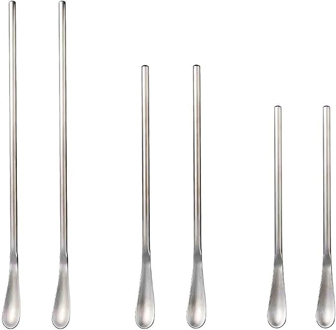 6 Pcs Coffee Stirrers, 3 Sizes Reusable Coffee Stir Sticks (5'', 6.3'', 8.7''), Stainless Steel Stirring Spoons for Espresso & Iced Tea, Silver