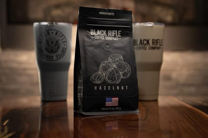Black Rifle Coffee Company Hazelnut, 12oz Bag, Ground Coffee Medium Roast - Roasted Blend Made from Arabica Beans - Colombian & Brazilian Beans - Veteran Founded & American Made