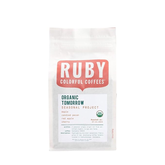 Organic Tomorrow Seasonal Project - Roasted by Ruby Coffee Roasters - Whole Bean Coffee - 8 Ounce Bag