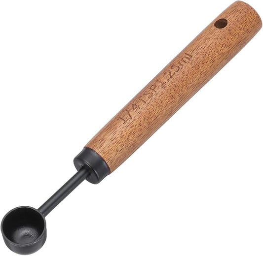 uxcell Measuring Spoon, 1.25ml Stainless Steel Coffee Scoop Spoon with with Wood Handle for Ground Coffee Tea Sugar Cooking Baking, Black