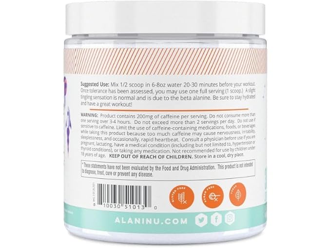 Alani Nu Pre Workout Powder GLAXAY Lemonade, Amino Energy Boost, Endurance Supplement, Sugar Free, 200mg Caffeine, L-Theanine, Beta-Alanine, L-Citrulline, 30 Servings