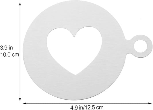 Stainless Steel Coffee Decorating Stencils Template for Latte Designs Heart Pattern, Food Grade 304 Material for Cappuccinos, Cakes, and Cupcakes